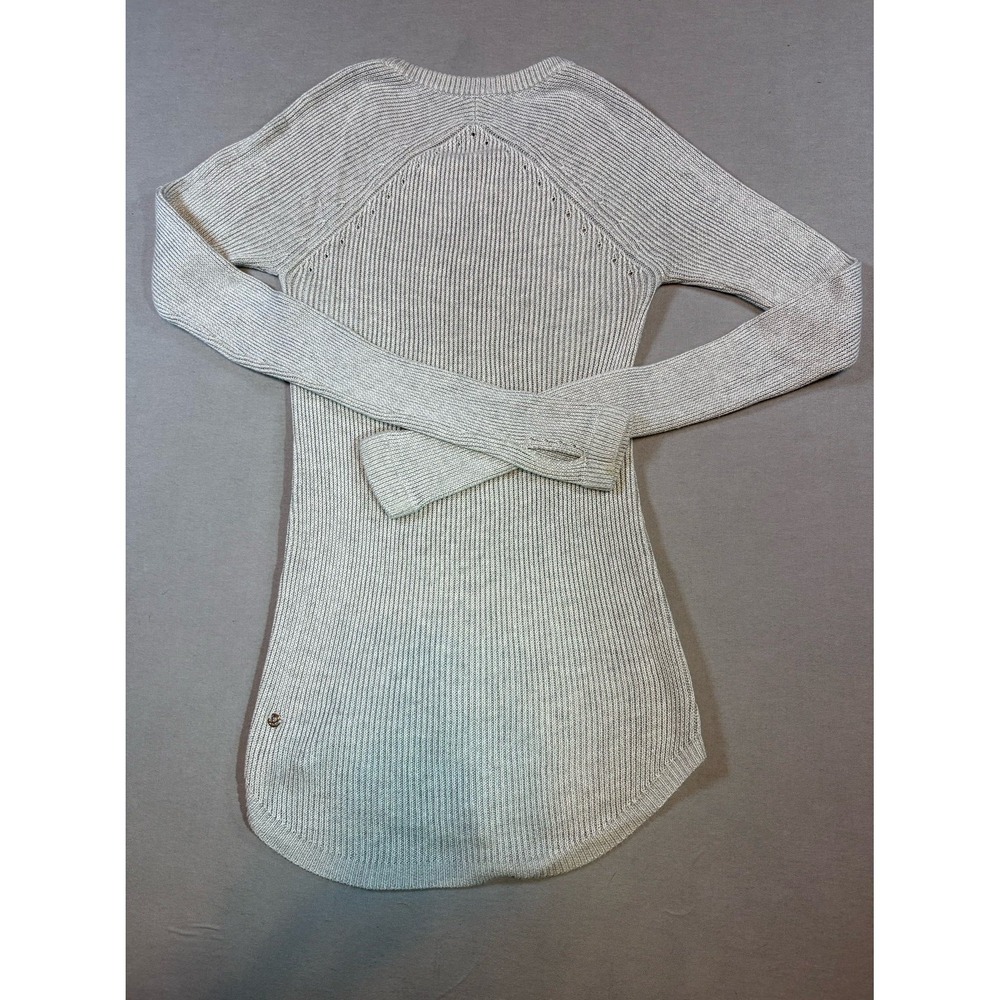 Lululemon Cabin Yogi Long Sleeve Sweater Heathered Light Grey Cashmere Blend - Picture 9 of 11